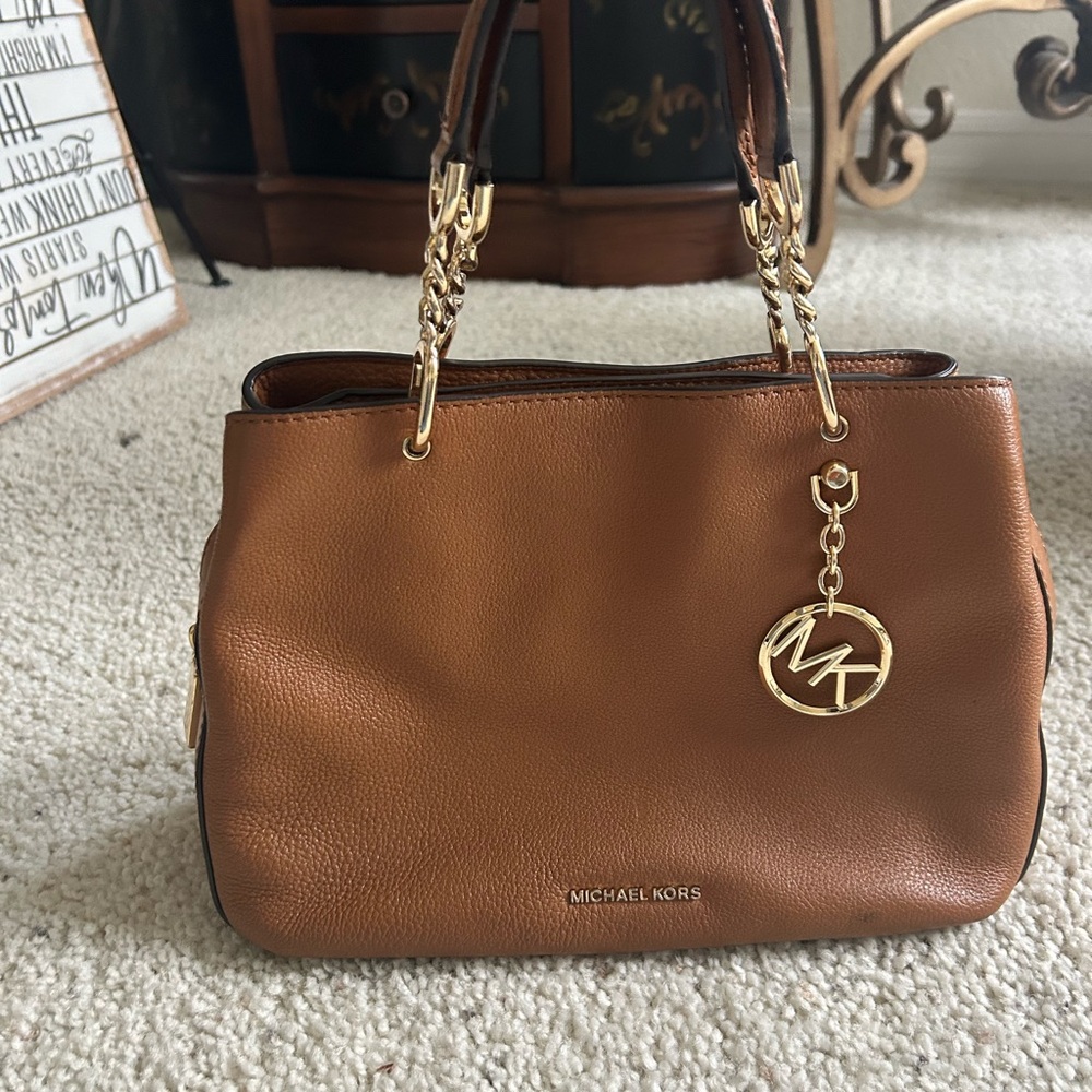 Michael Kors Brown and Gold Leather Satchel